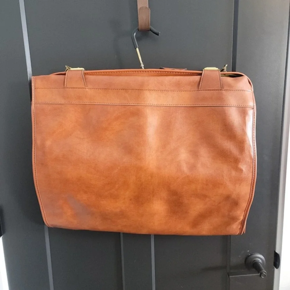 Vintage‎ Airway Luggage Garment Bag Leather Trim Suit Carrier Travel Luggage